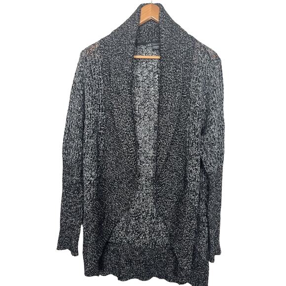 Armani Exchange Women’s Dz Medium Black Marled Cotton Wool Cardigan Sweater - Picture 1 of 7